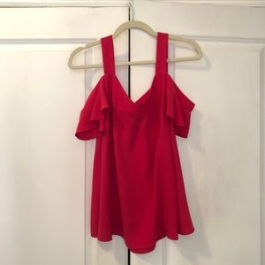 Bright pink off-shoulder blouse